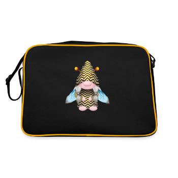 Gnome Honey Bee Beekeeper Honeybee Beekeeping - Retro Tasche - Schwarz/Gold - Hinten