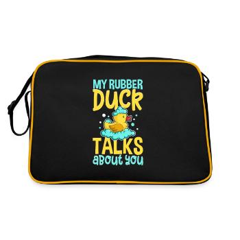 Gummiente Gummienten Entenliebhaber Badezimmer - Retro Tasche - Schwarz/Gold - Hinten