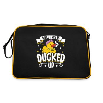 Gummiente Gummienten Entenliebhaber Badezimmer - Retro Tasche - Schwarz/Gold - Hinten