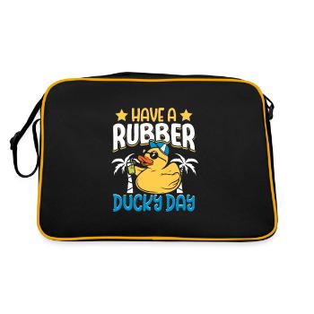 Gummiente Gummienten Entenliebhaber Badezimmer - Retro Tasche - Schwarz/Gold - Hinten
