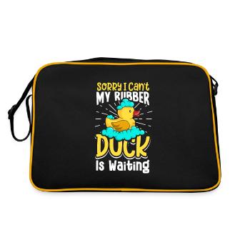 Gummiente Gummienten Entenliebhaber Badezimmer - Retro Tasche - Schwarz/Gold - Hinten