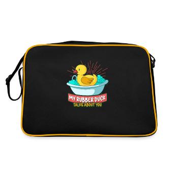Gummiente Gummienten Entenliebhaber Badezimmer - Retro Tasche - Schwarz/Gold - Hinten