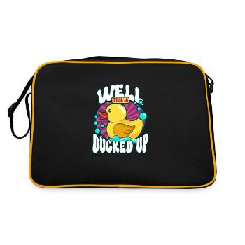 Gummiente Gummienten Entenliebhaber Badezimmer - Retro Tasche - Schwarz/Gold - Hinten