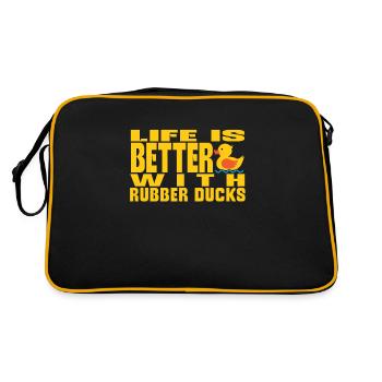 Gummiente Gummienten Entenliebhaber Badezimmer - Retro Tasche - Schwarz/Gold - Hinten