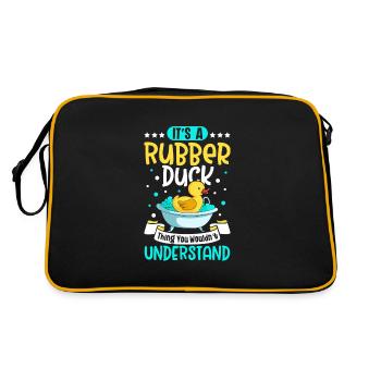 Gummiente Gummienten Entenliebhaber Badezimmer - Retro Tasche - Schwarz/Gold - Hinten