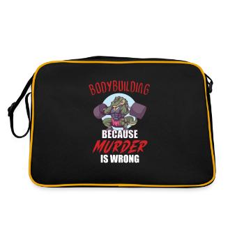 Bodybuilding Powerlifting Weightlifting Fitness - Retro Tasche - Schwarz/Gold - Hinten