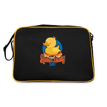 Gummiente Gummienten Entenliebhaber Badezimmer - Retro Tasche - Schwarz/Gold - Hinten