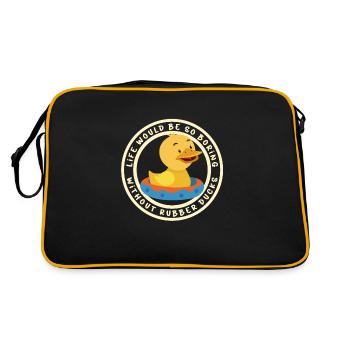 Gummiente Gummienten Entenliebhaber Badezimmer - Retro Tasche - Schwarz/Gold - Hinten