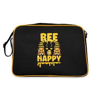Beekeeper Gnomes Gnome Lover Funny Gnome Honey Bee - Retro Tasche - Schwarz/Gold - Hinten