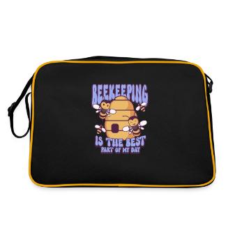 Honey Bee Beekeeping Beekeeper Honeybee Beekeeping - Retro Tasche - Schwarz/Gold - Hinten