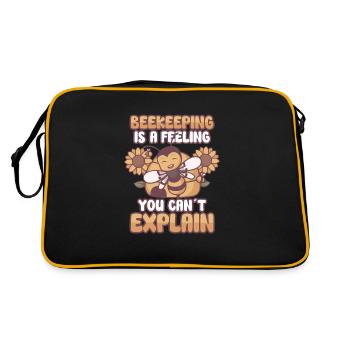 Honey Bee Beekeeping Beekeeper Honeybee Beekeeping - Retro Tasche - Schwarz/Gold - Hinten