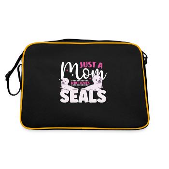 seal animal wilderness animals seals cute baby sea - Retro Tasche - Schwarz/Gold - Hinten
