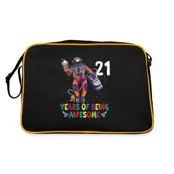 21e anniversaire Astronaute Astronomie Système solaire - Sac Retro - noir/or - Dos