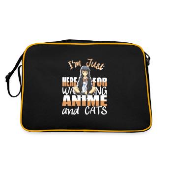 Je suis juste ici pour regarder Anime et Cats Manga - Sac Retro - noir/or - Dos