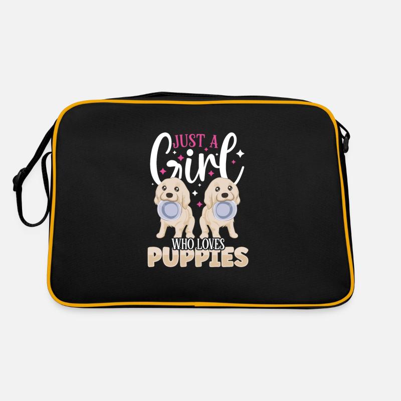 Hund / Welpe: Nur Ein Mädchen, Das Welpen Liebt Retro Tasche
