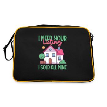 Real Estate Agent Realtor Home Closing Investor - Retro Bag - black/gold - Back