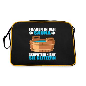 Frauen in der Sauna Schwitzen nicht sie glitzern - Retro Tasche - Schwarz/Gold - Hinten