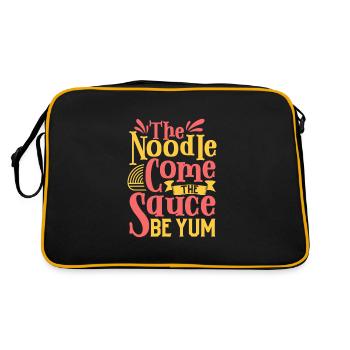 Atheistischer Atheismus Fliegende Spaghetti - Retro Tasche - Schwarz/Gold - Hinten