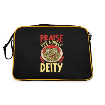 Atheistischer Atheismus Fliegende Spaghetti - Retro Tasche - Schwarz/Gold - Hinten
