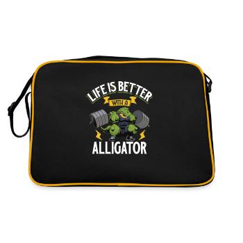 Alligator Crocodile Animal Reptile Zoo Lézard Love - Sac Retro - noir/or - Dos