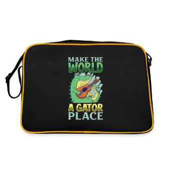 Alligator Crocodile Animal Reptile Zoo Lézard Love - Sac Retro - noir/or - Dos