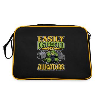Alligator Crocodile Animal Reptile Zoo Lézard Love - Sac Retro - noir/or - Dos