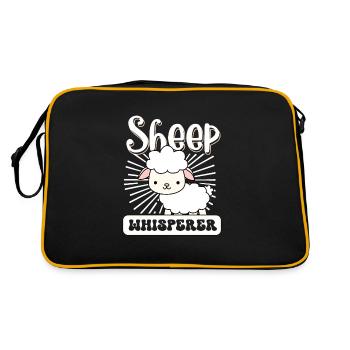 Funny Sheep Barn Farmer Farming Sheep Lover - Retro Tasche - Schwarz/Gold - Hinten