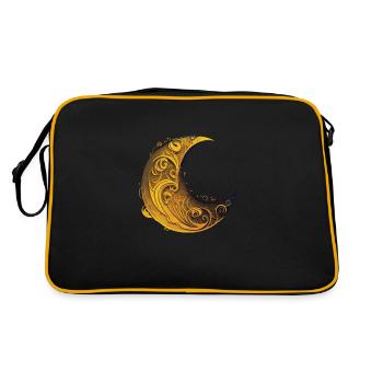 Phases de la Lune, pleine lune, étoiles, espace, lune, nuit - Sac Retro - noir/or - Dos