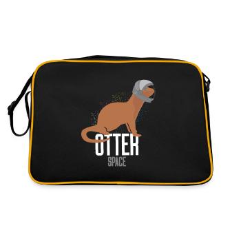 Sonnensystem Otter Weltraum Astronaut Otter - Retro Tasche - Schwarz/Gold - Hinten