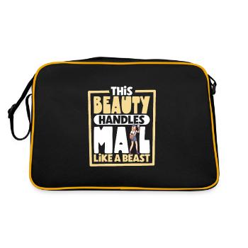 Postal worker mail lady postman mail - Retro Bag - black/gold - Back