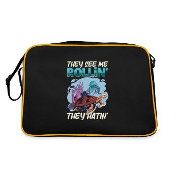 Boxer Boxing Turtle Turtles Sea Ocean Reptile - Retro Bag - black/gold - Back