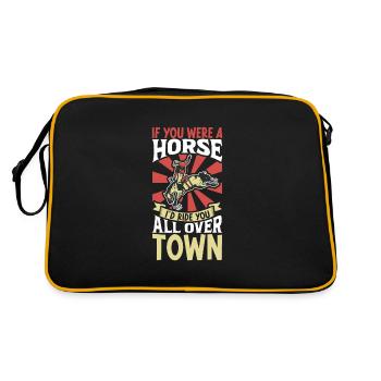 Cowboy Barn Bull Rider Rodéo Country Western - Sac Retro - noir/or - Dos