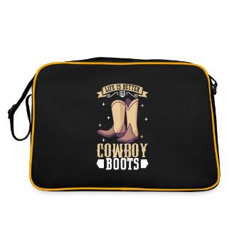 Cowboy Barn Bull Rider Rodéo Country Western - Sac Retro - noir/or - Dos