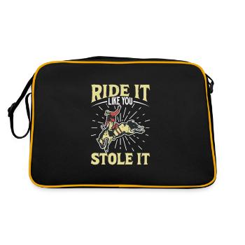 Cowboy Barn Bull Rider Rodéo Country Western - Sac Retro - noir/or - Dos