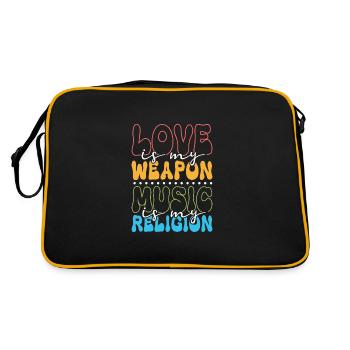 Hippie Lifestyle Flower Power Free Spirit Harmony - Retro Tasche - Schwarz/Gold - Hinten