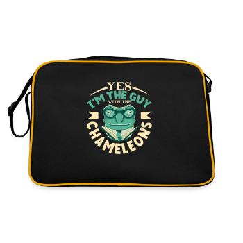 Chameleon Reptile Owner Lizard Reptile Pet - Retro Tasche - Schwarz/Gold - Hinten