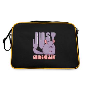 Chinchilla Liebhaber Geschenk Geschenkidee - Retro Tasche - Schwarz/Gold - Hinten