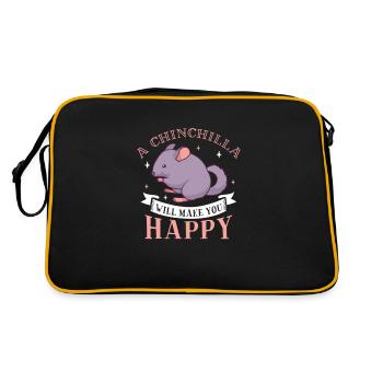 Chinchilla Liebhaber Geschenk Geschenkidee - Retro Tasche - Schwarz/Gold - Hinten
