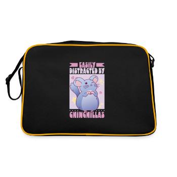 Chinchilla Liebhaber Geschenk Geschenkidee - Retro Tasche - Schwarz/Gold - Hinten