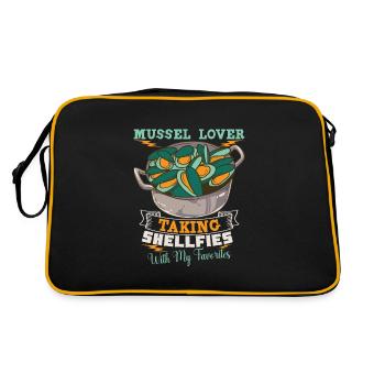 Mussels Seafood Shellfish - Retro Bag - black/gold - Back