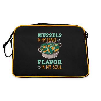 Mussels Seafood Shellfish - Retro Bag - black/gold - Back