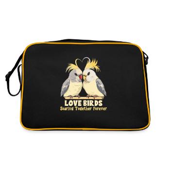 Saint Valentin Tourterelles Oiseau Motif Romantique - Sac Retro - noir/or - Dos