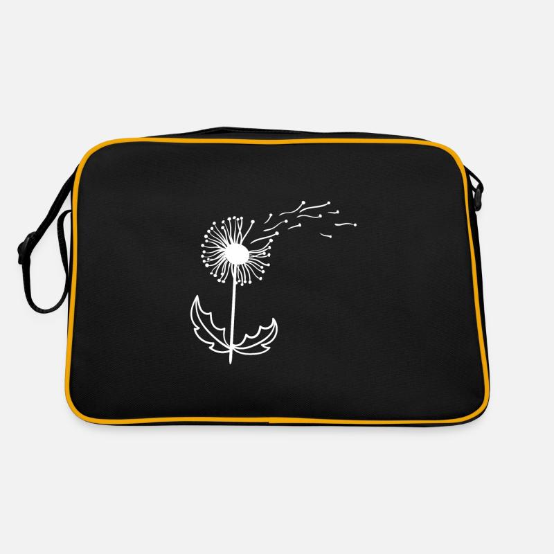 Schöne Pusteblume Löwenzahn Dandelion - Retro Tasche - Schwarz/Gold