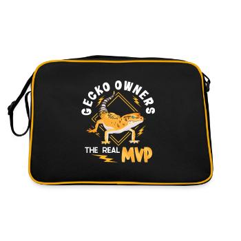 Funny leopard gecko owner, reptile humor, - Retro Bag - black/gold - Back