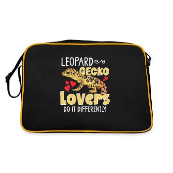 Funny leopard gecko owner, reptile humor, - Retro Bag - black/gold - Back