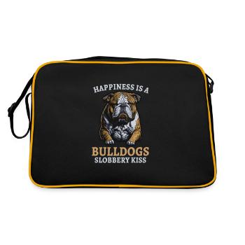french bulldog english bulldog dog lover bulldog - Retro Tasche - Schwarz/Gold - Hinten