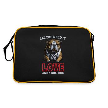 french bulldog english bulldog dog lover bulldog - Retro Tasche - Schwarz/Gold - Hinten