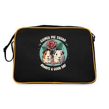 Meerschweinchen-liebhaber Pelzige Kartoffel - Retro Tasche - Schwarz/Gold - Hinten