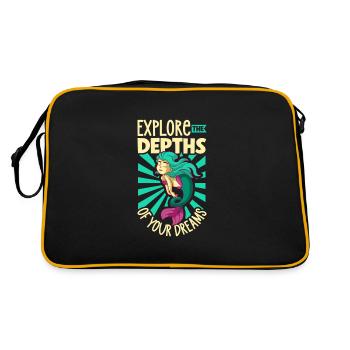 Meerjungfrau Königin Meer Königlich Ozean Monarch - Retro Tasche - Schwarz/Gold - Hinten