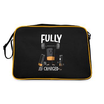 Bodybuilding Powerlifting Weightlifting Fitness - Retro Tasche - Schwarz/Gold - Hinten